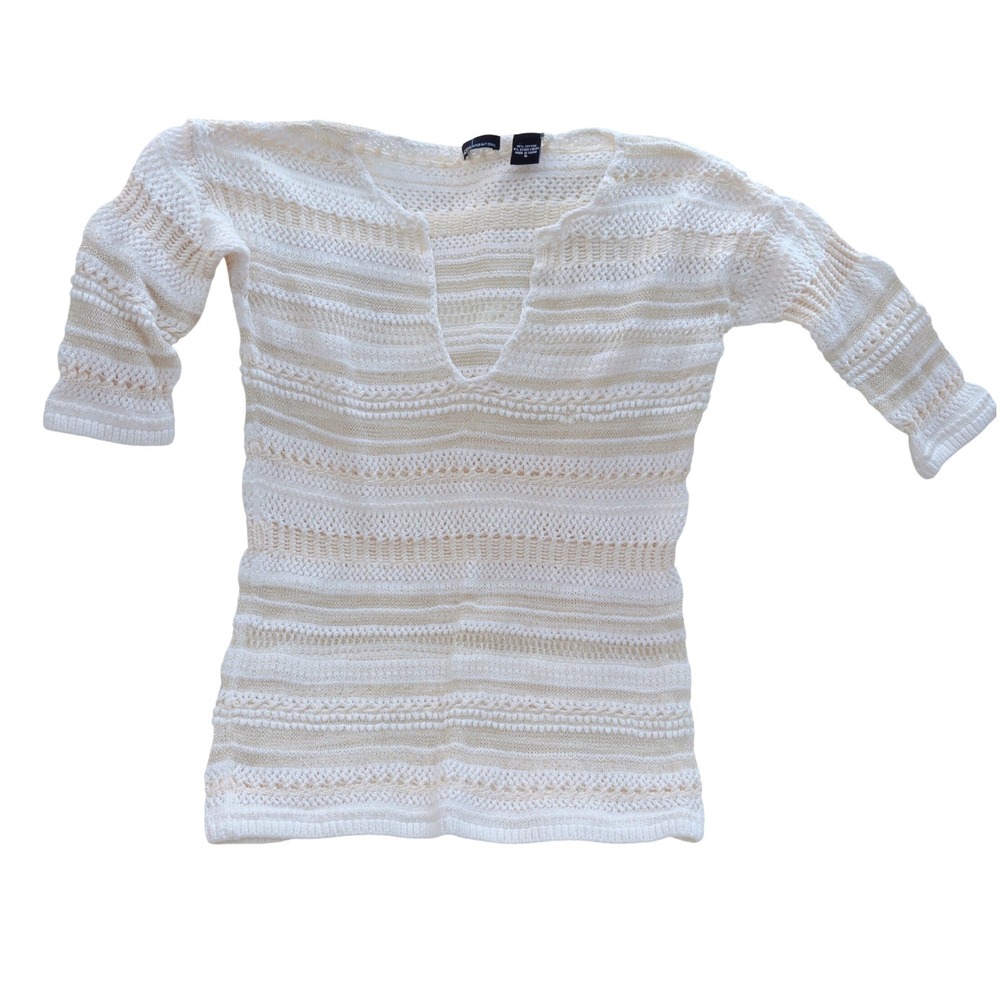 Vintage Victoria's Secret Moda Intl Cream Knit Sweater Womens S Boho Y2K